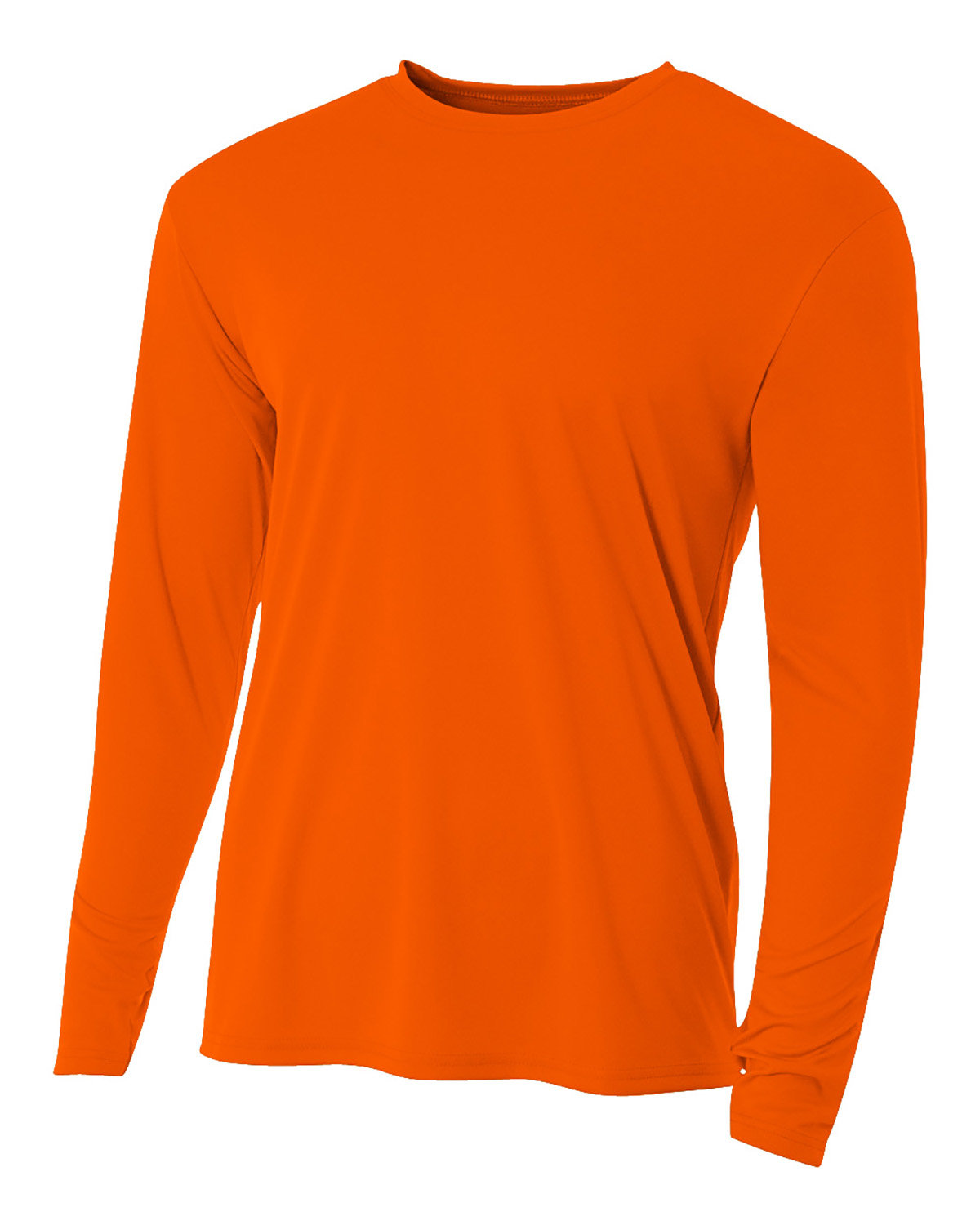 A4 Youth Long Sleeve Cooling Performance Crew Shirt SAFETY ORANGE 