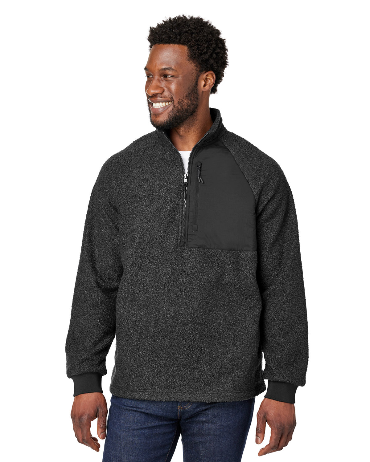 North End Men's Aura Sweater Fleece Quarter-Zip black/ black 