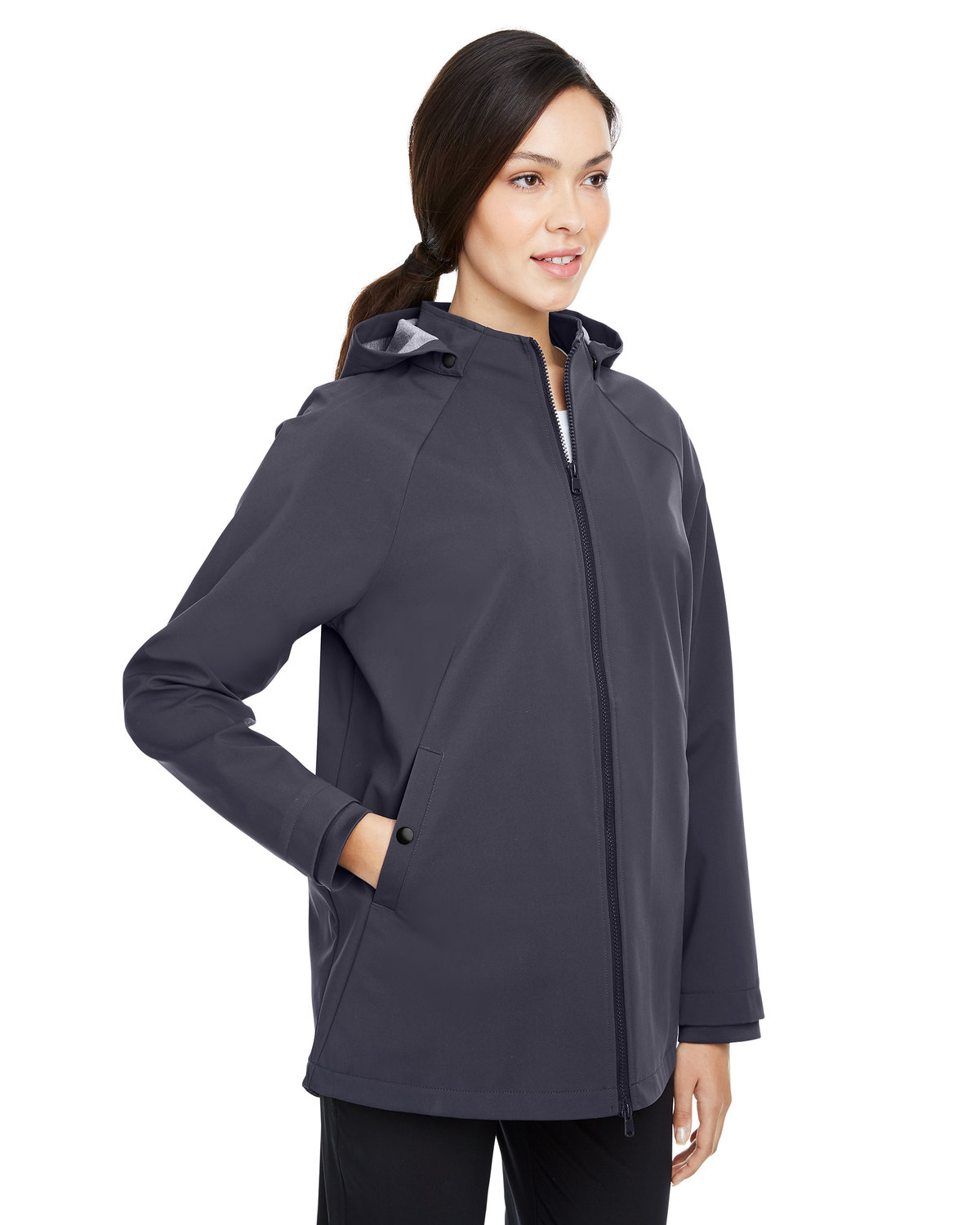 North End Ladies' City Hybrid Soft Shell Hooded Jacket | alphabroder