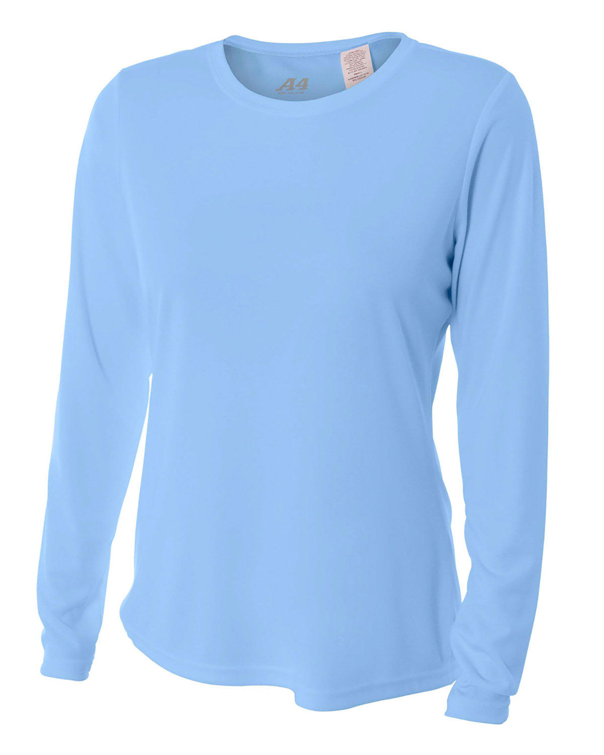 A4 Ladies' Long Sleeve Cooling Performance Crew Shirt LIGHT BLUE 