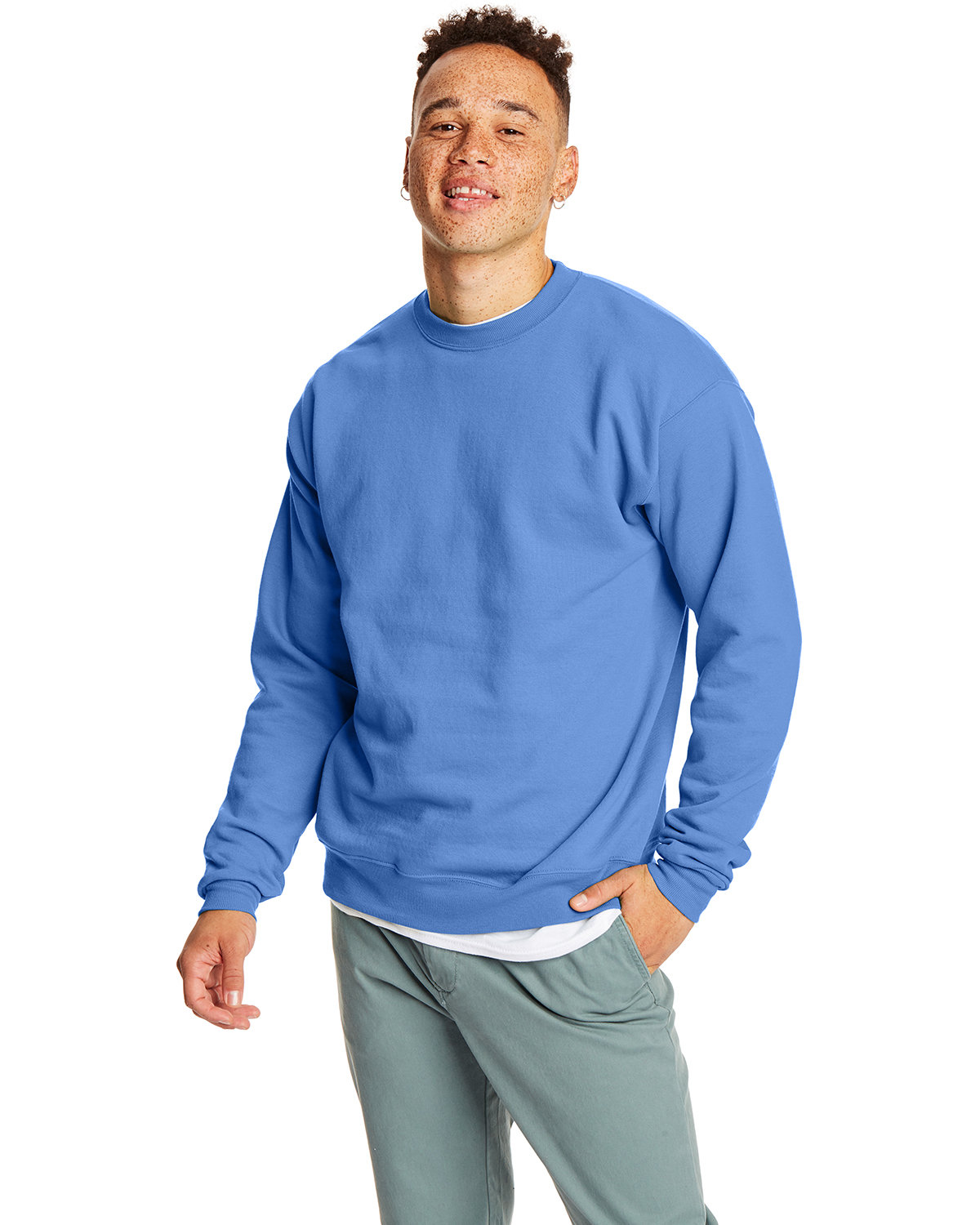 Hanes Unisex Ecosmart® 50/50 Crewneck Sweatshirt CAROLINA BLUE 