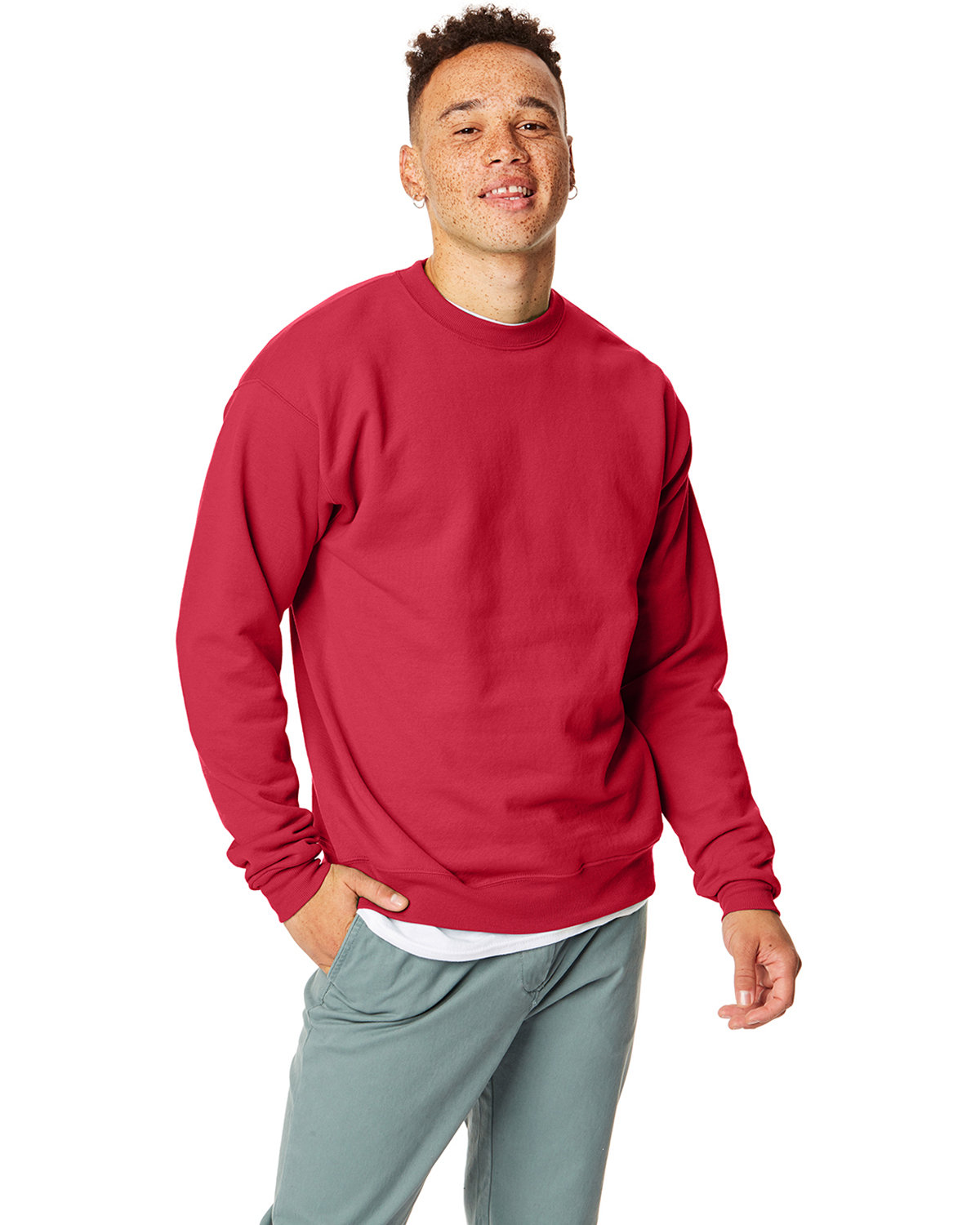 Hanes Unisex Ecosmart® 50/50 Crewneck Sweatshirt DEEP RED 