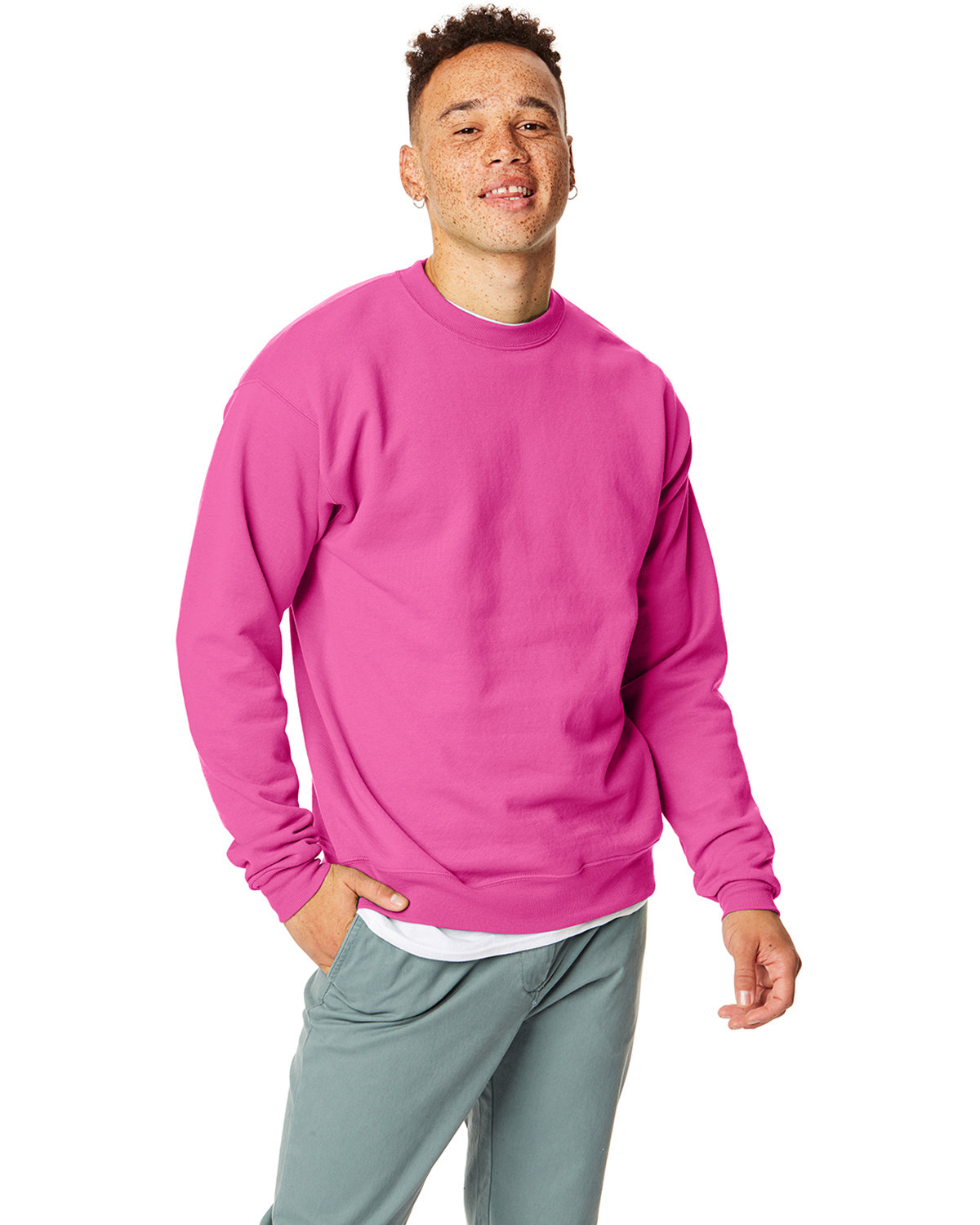 Hanes Unisex Ecosmart® 50/50 Crewneck Sweatshirt wow pink 