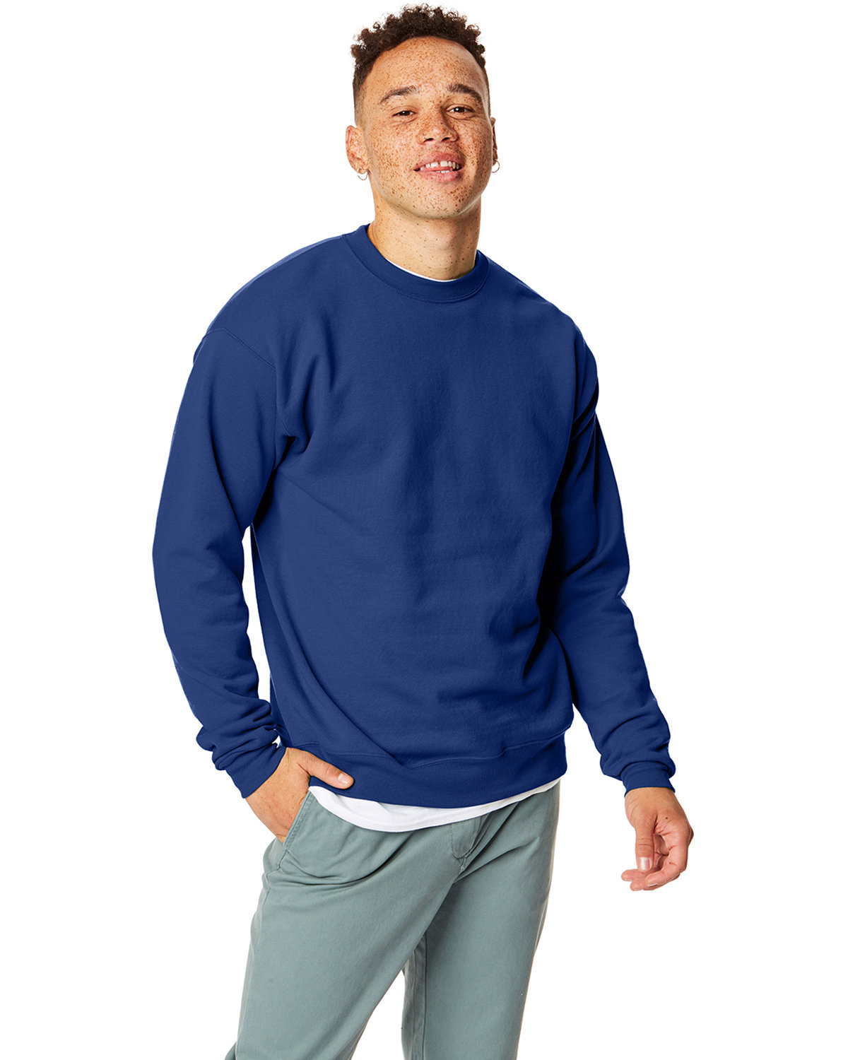 Hanes Unisex Ecosmart® 50/50 Crewneck Sweatshirt DEEP ROYAL 