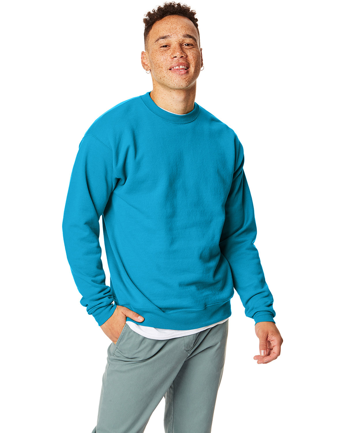 Hanes Unisex Ecosmart® 50/50 Crewneck Sweatshirt TEAL 