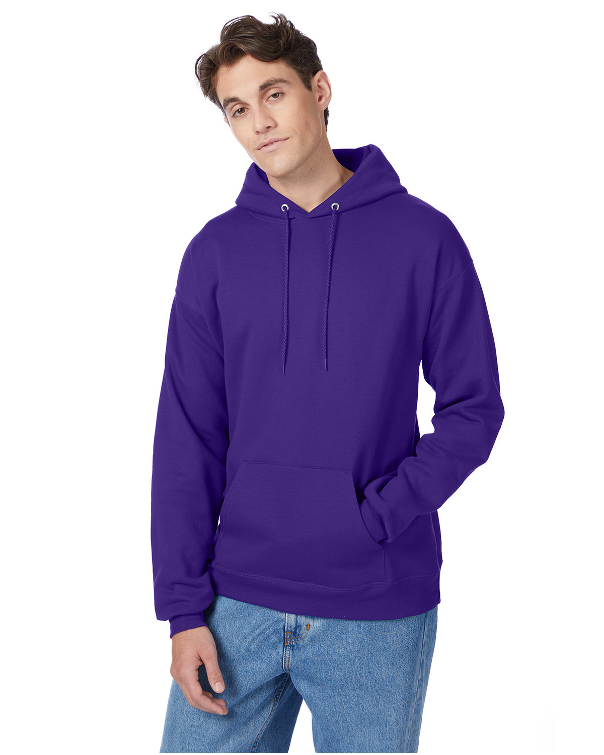 Hanes Unisex Ecosmart® 50/50 Pullover Hooded Sweatshirt PURPLE 