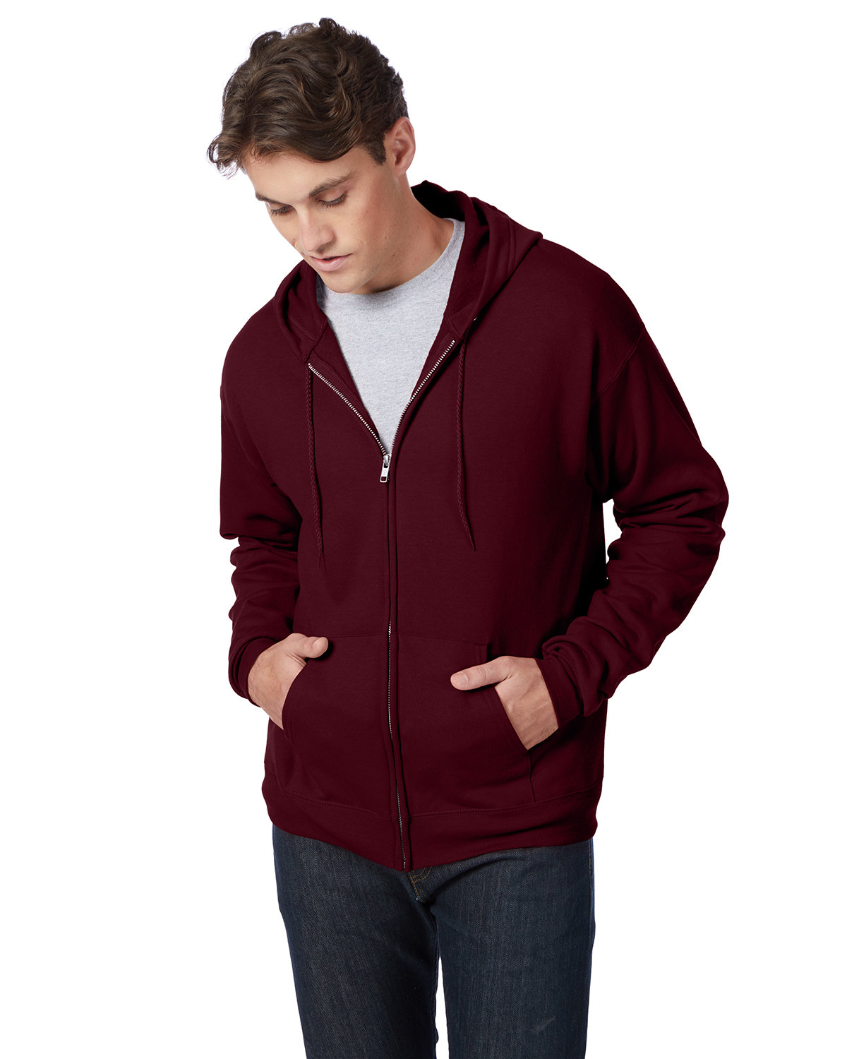 Hanes Adult 7.8 oz. EcoSmart® 50/50 Full-Zip Hooded Sweatshirt ...