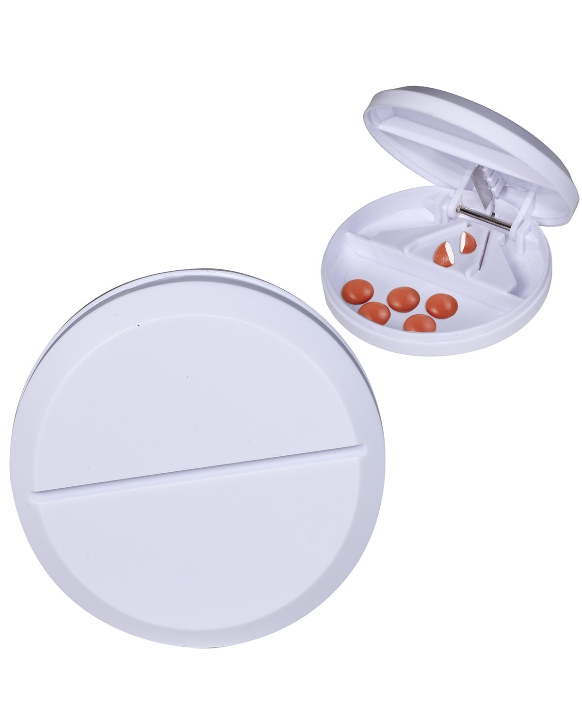 Prime Line Compact Pill Cutter-Dispenser white 