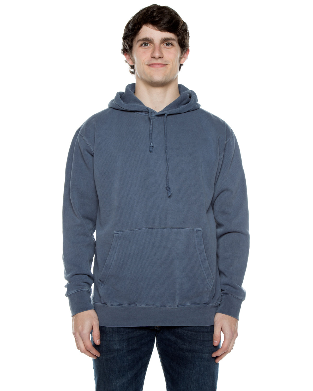 Beimar Drop Ship Unisex 8.25 oz. 80/20 Cotton/Poly Pigment-Dyed Hooded Sweatshirt BLUE 