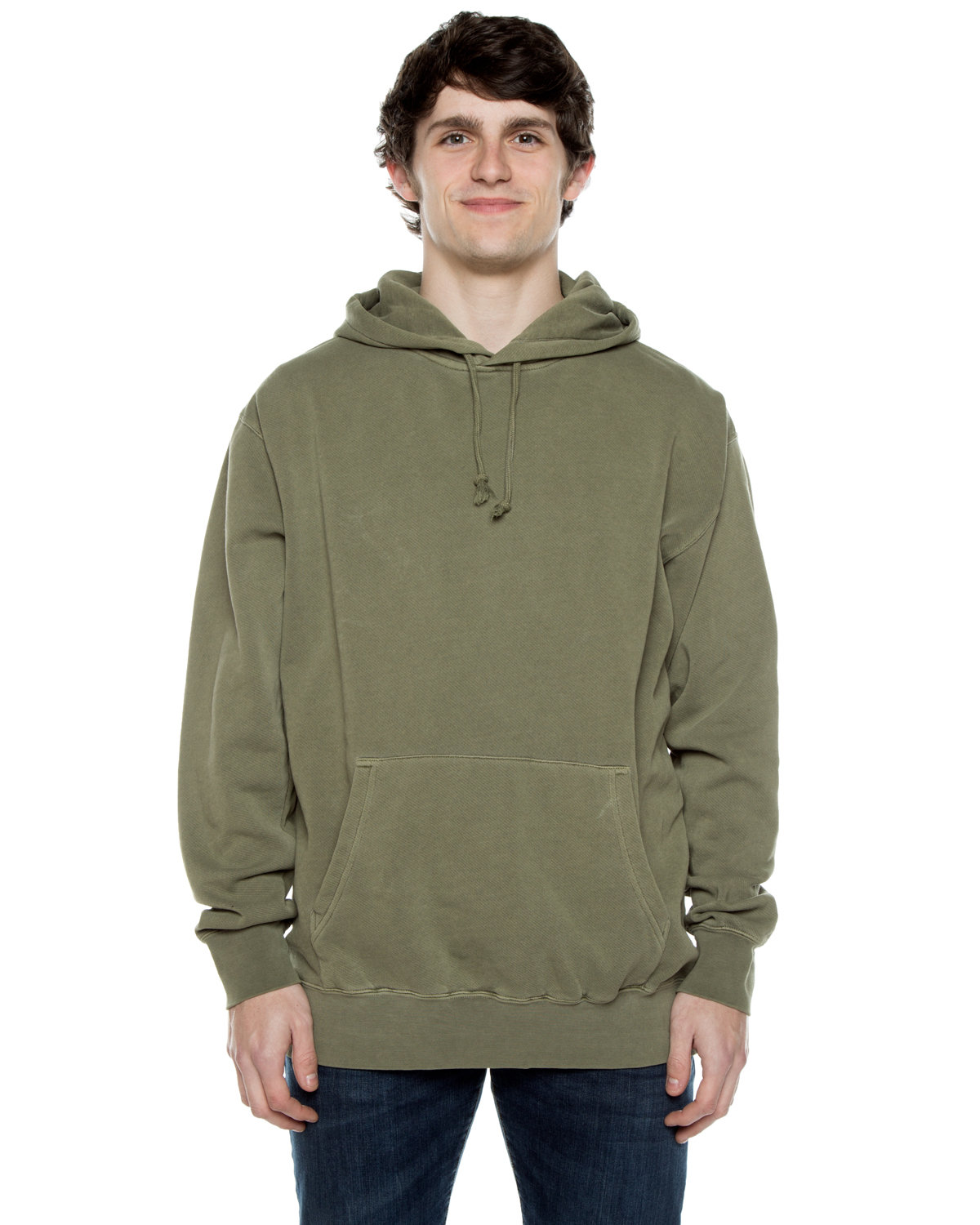 Beimar Drop Ship Unisex 8.25 oz. 80/20 Cotton/Poly Pigment-Dyed Hooded Sweatshirt OLIVE 
