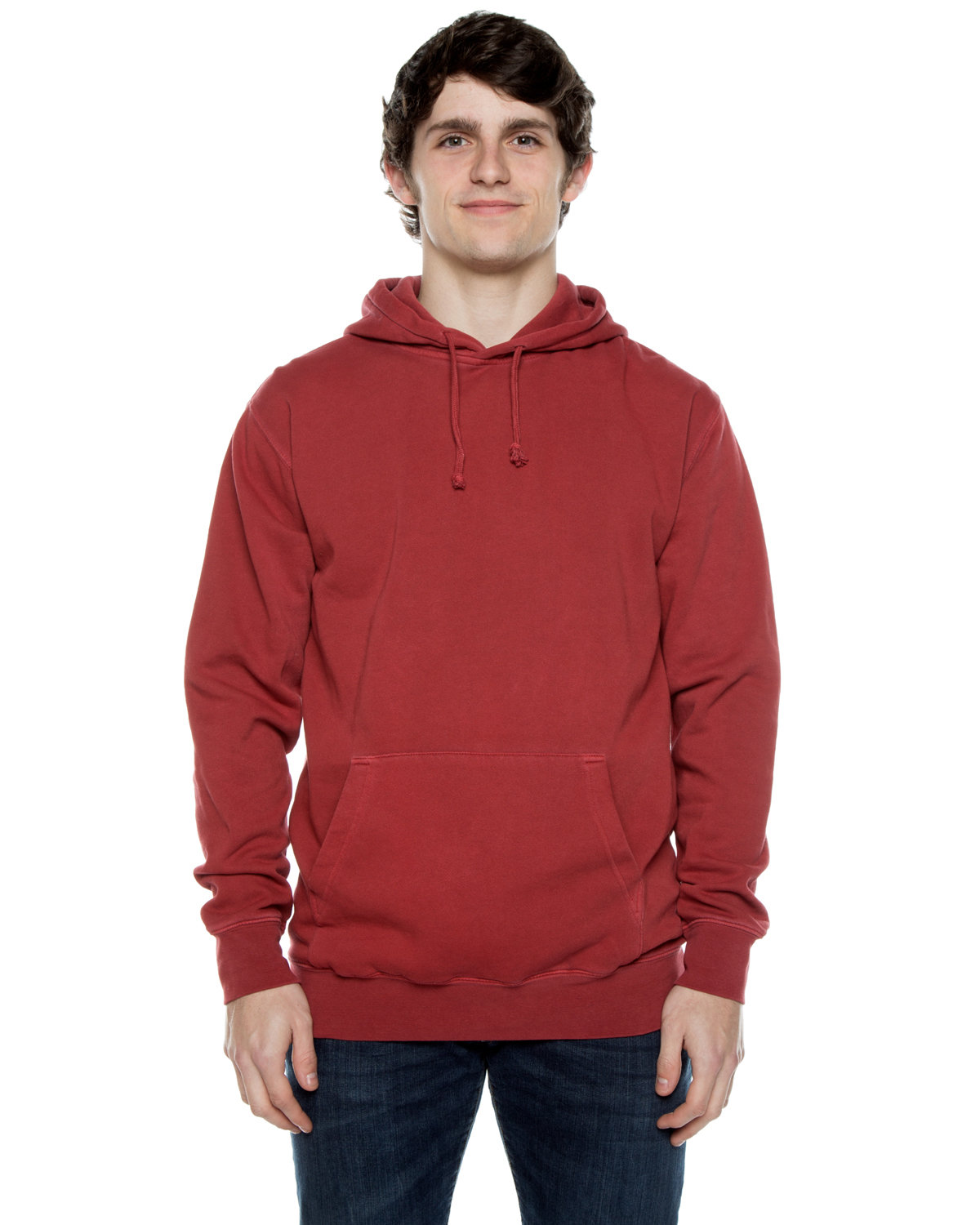 Beimar Drop Ship Unisex 8.25 oz. 80/20 Cotton/Poly Pigment-Dyed Hooded Sweatshirt RED 