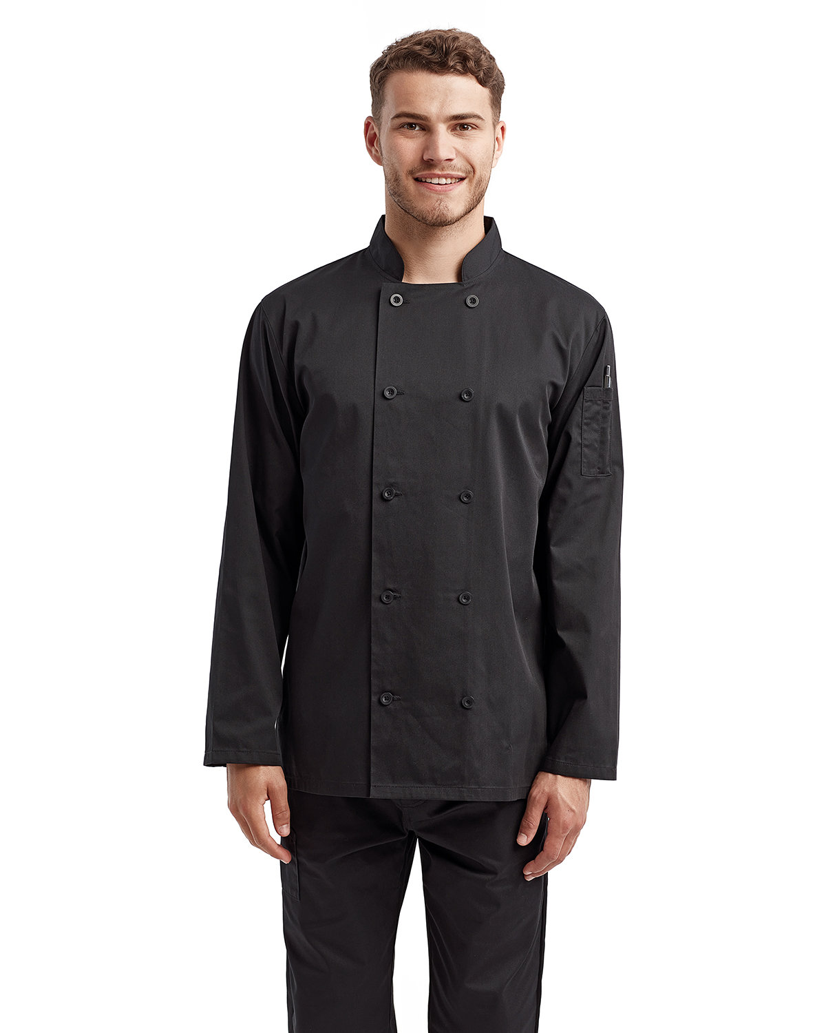 Artisan Collection by Reprime Unisex Long-Sleeve Sustainable Chef's Jacket BLACK 
