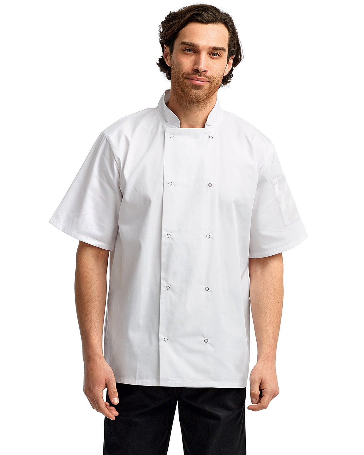 Artisan Collection by Reprime Unisex Studded Front Short-Sleeve Chef's Coat WHITE 