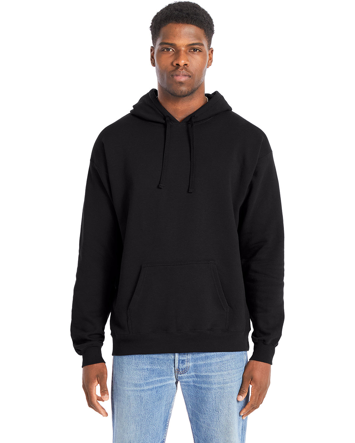 Hanes Perfect Sweats Pullover Hooded Sweatshirt BLACK 