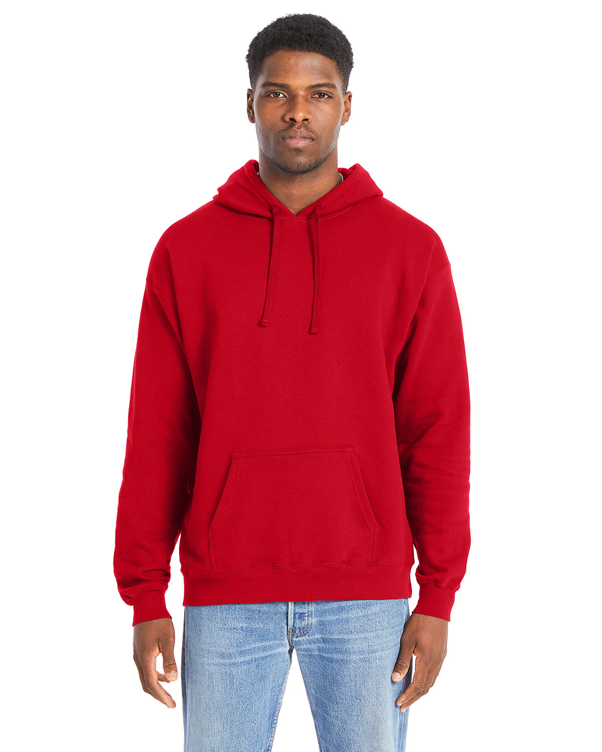 Hanes Perfect Sweats Pullover Hooded Sweatshirt ATHLETIC RED 