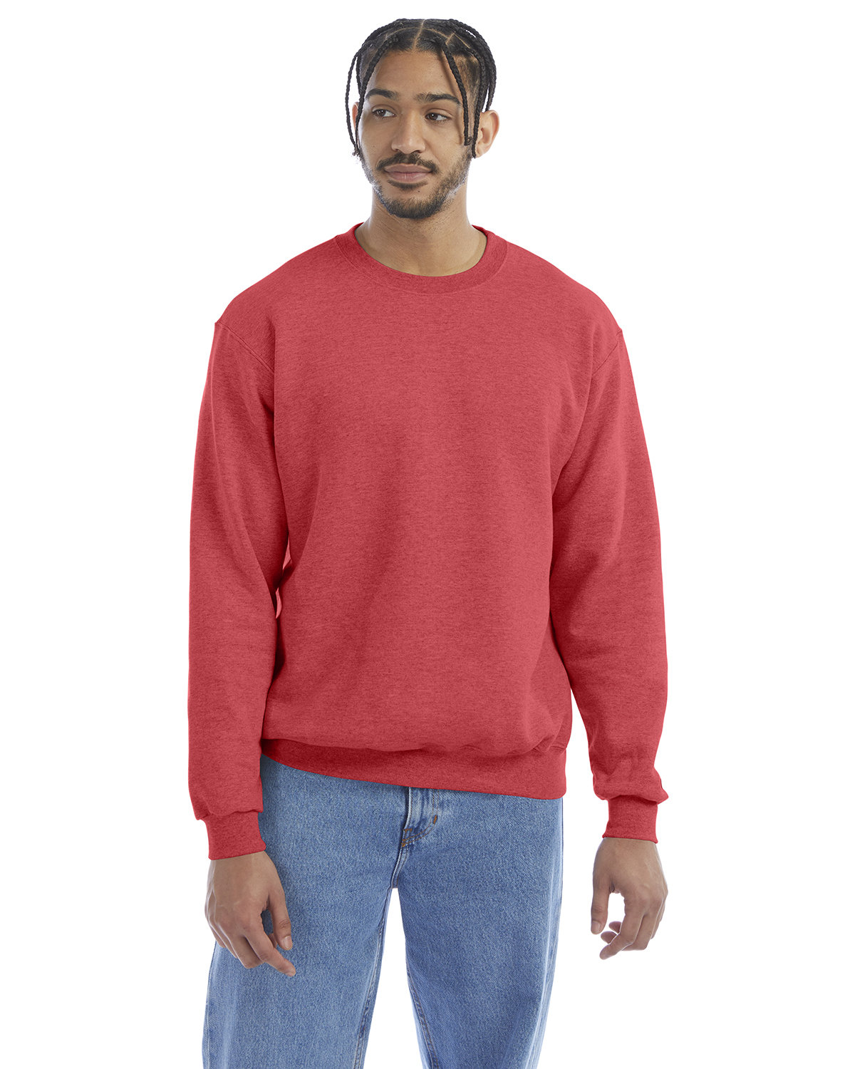 Champion Adult Powerblend® Crewneck Sweatshirt scarlet heather 