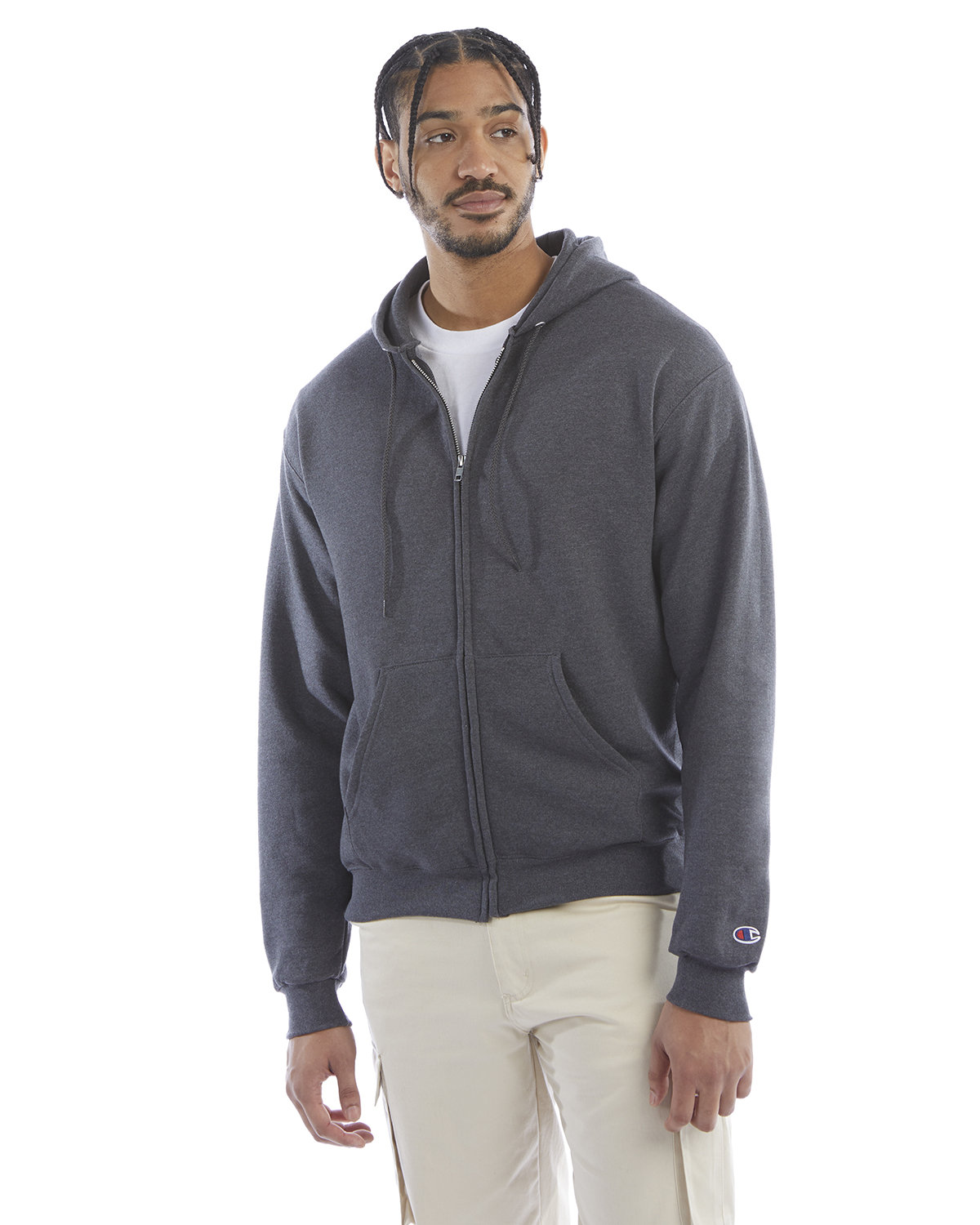Champion Adult Powerblend® Full-Zip Hooded Sweatshirt | 4 Branded Imprint