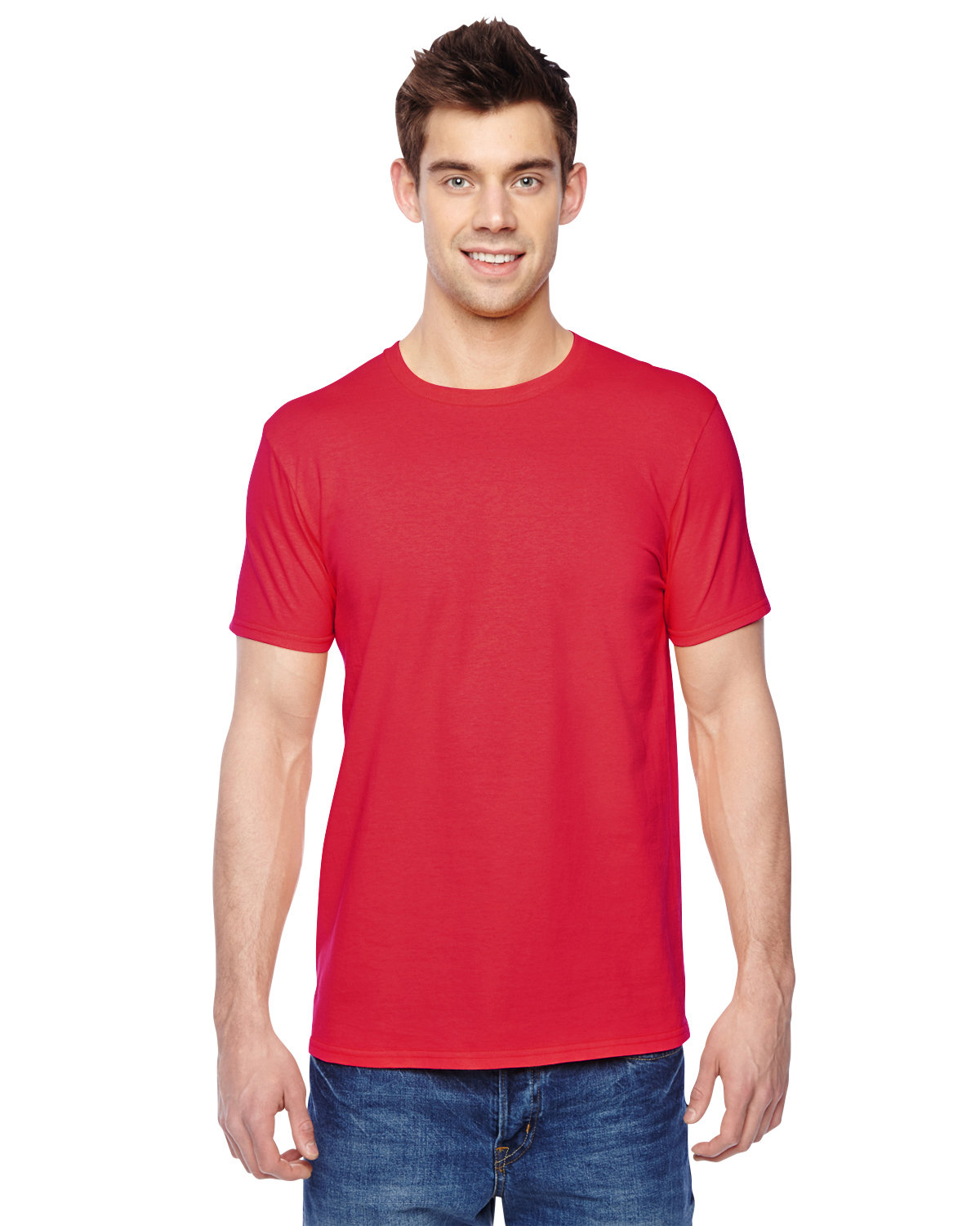 Fruit of the Loom Adult Sofspun® Jersey Crew T-Shirt FIERY RED 