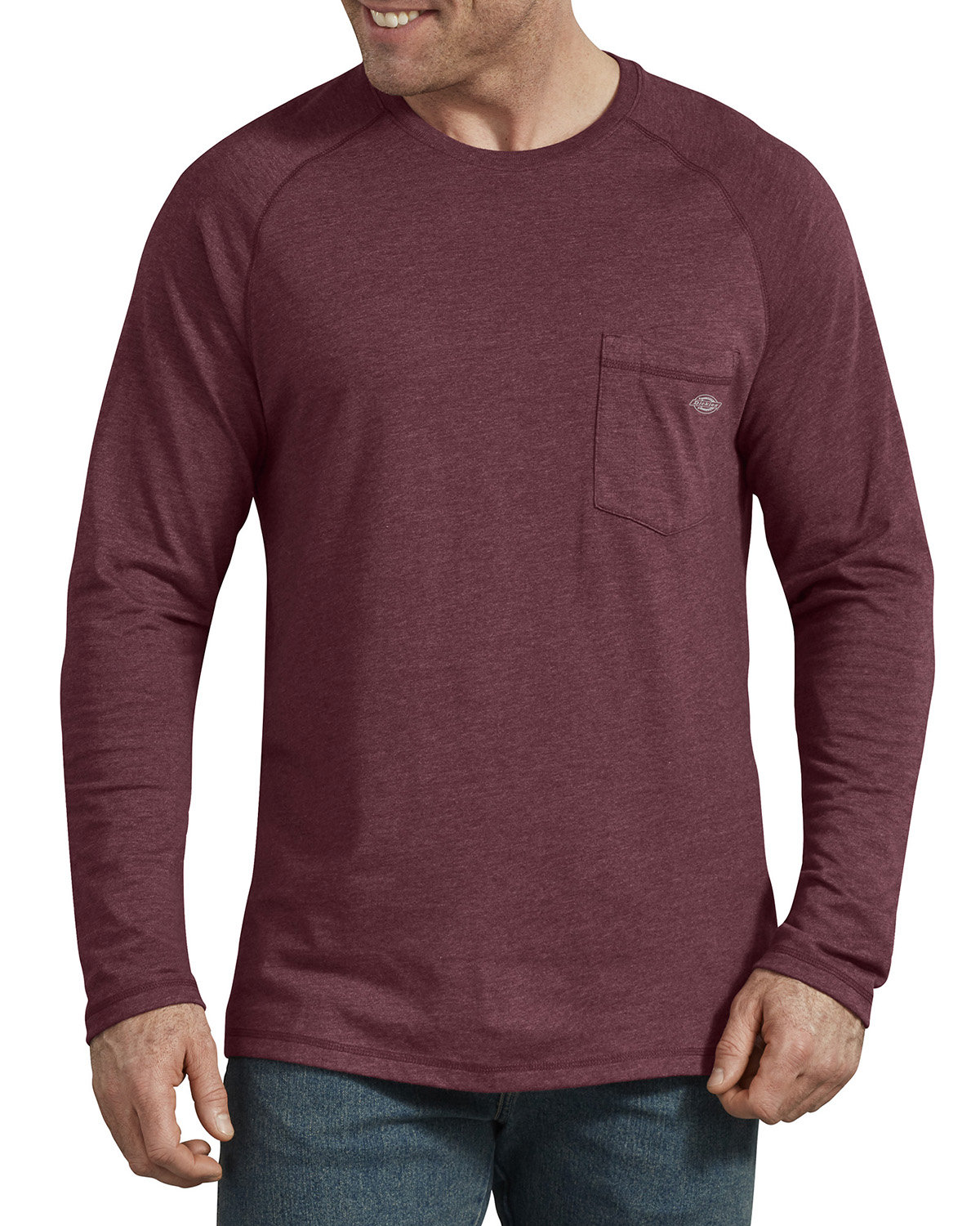Dickies Men's Temp-iQ Performance Cooling Long Sleeve Pocket T-Shirt BURGUNDY HEATHER 