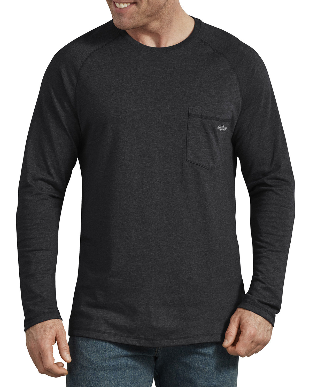 Dickies Men's Temp-iQ Performance Cooling Long Sleeve Pocket T-Shirt KNIT BLACK HTHR 