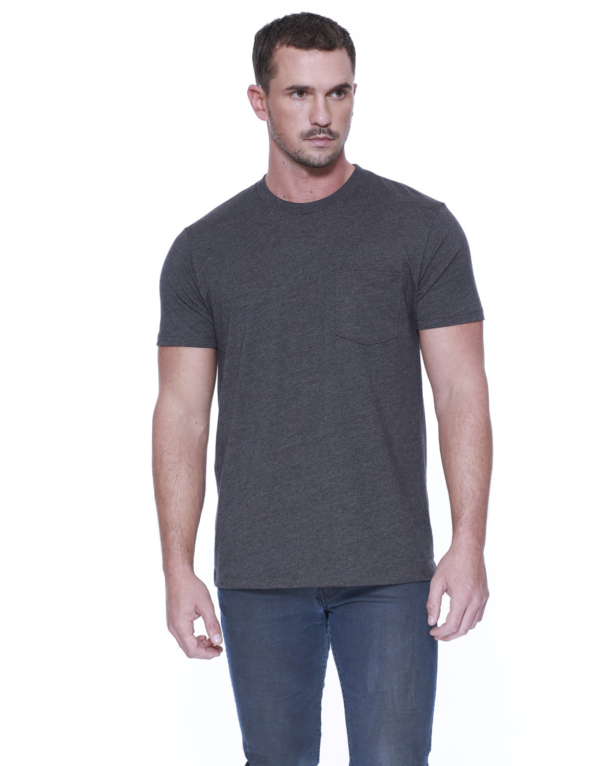StarTee Men's CVC Pocket T-Shirt CHARCOAL HEATHER 