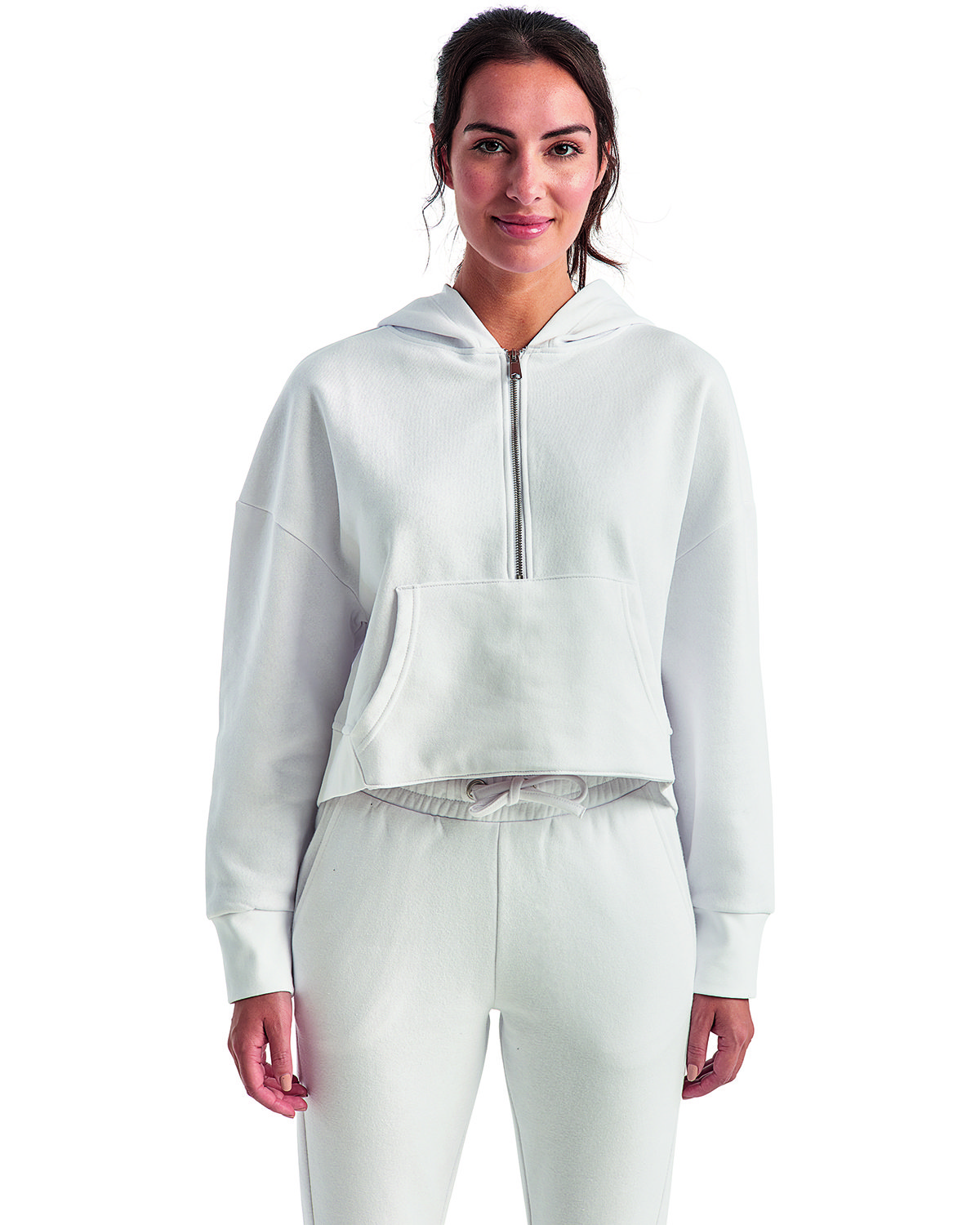 TriDri Ladies' Alice Half-Zip Hooded Sweatshirt white 