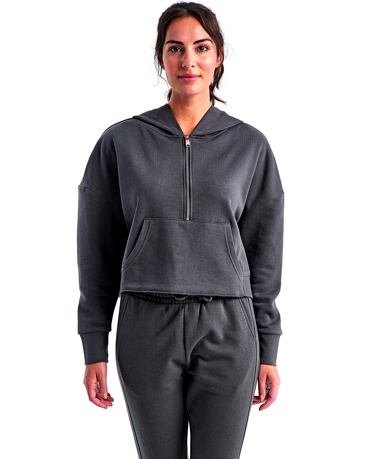 TriDri Ladies' Alice Half-Zip Hooded Sweatshirt charcoal 