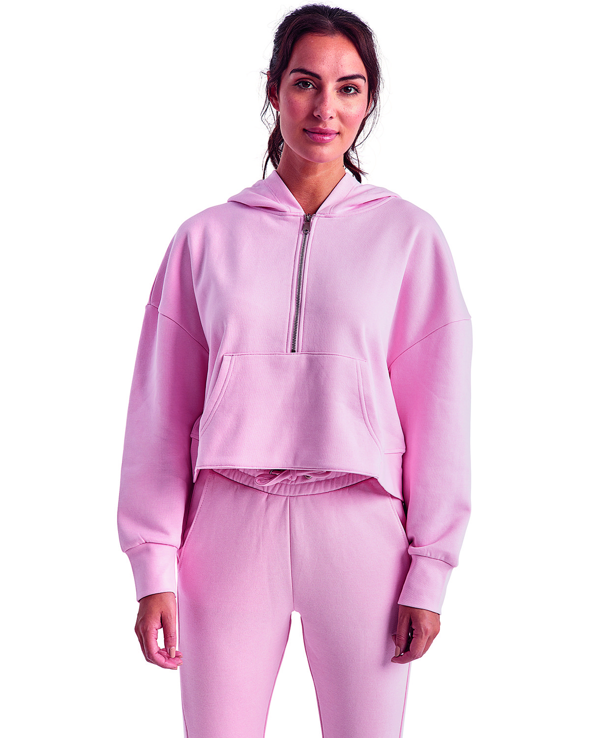 TriDri Ladies' Alice Half-Zip Hooded Sweatshirt light pink 