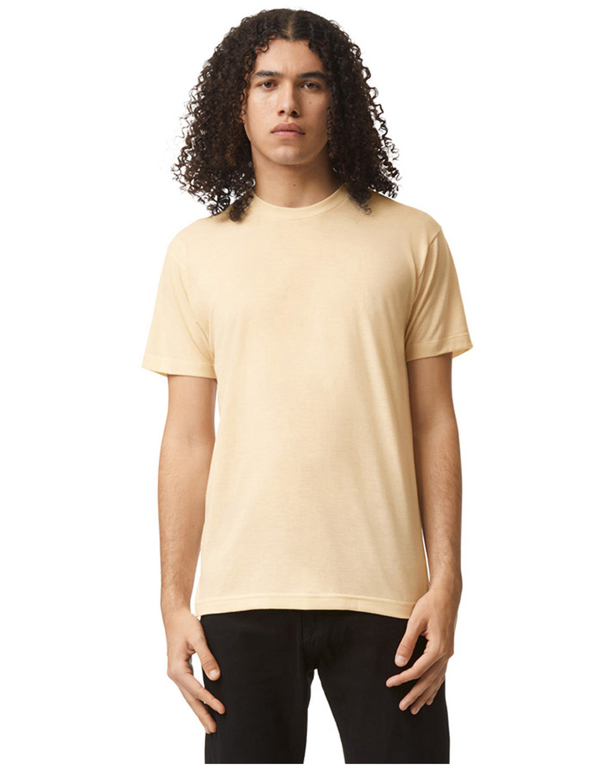 American Apparel Unisex Triblend Short-Sleeve Track T-Shirt TRI CREAM 