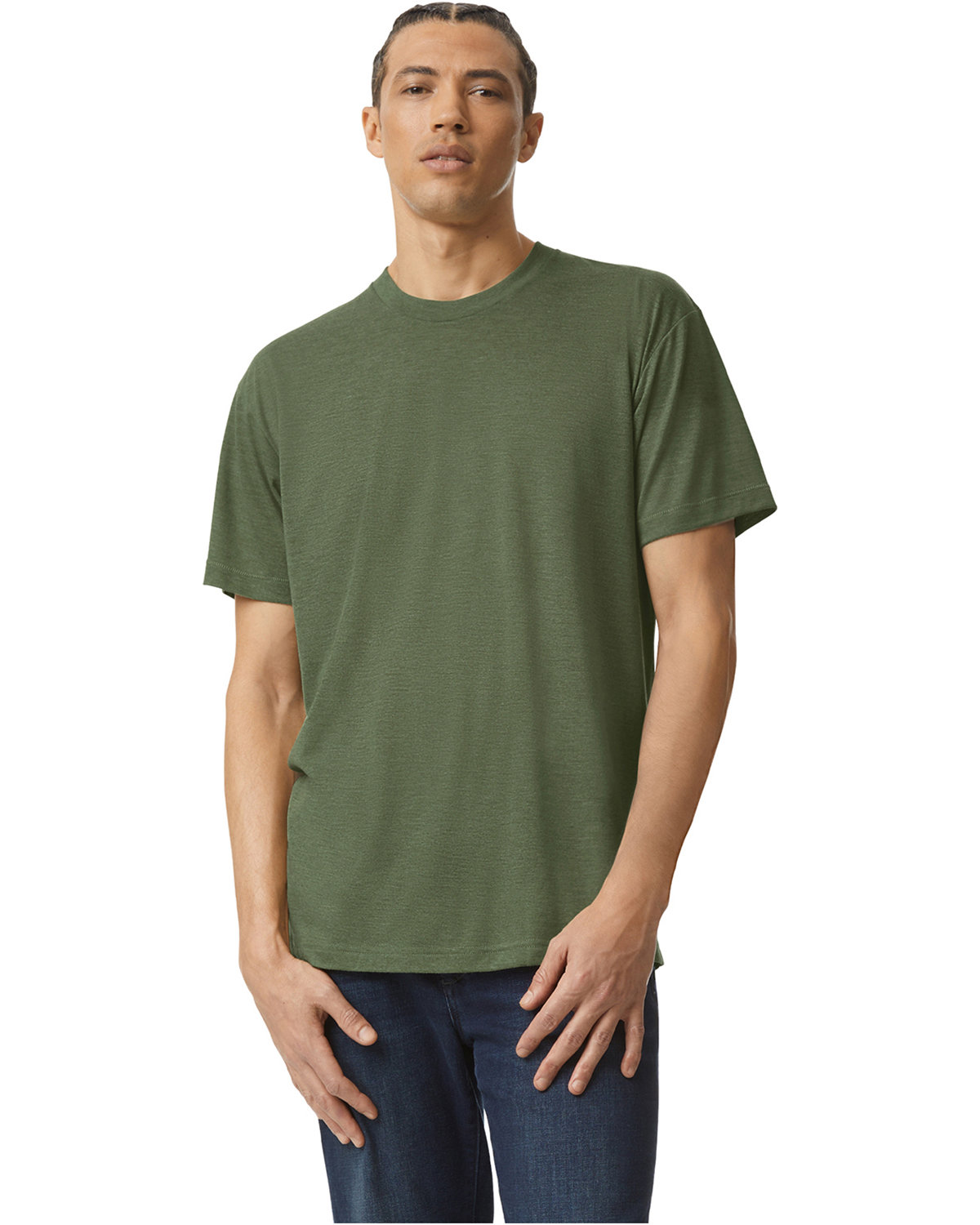 American Apparel Unisex Triblend Short-Sleeve Track T-Shirt tri olive 