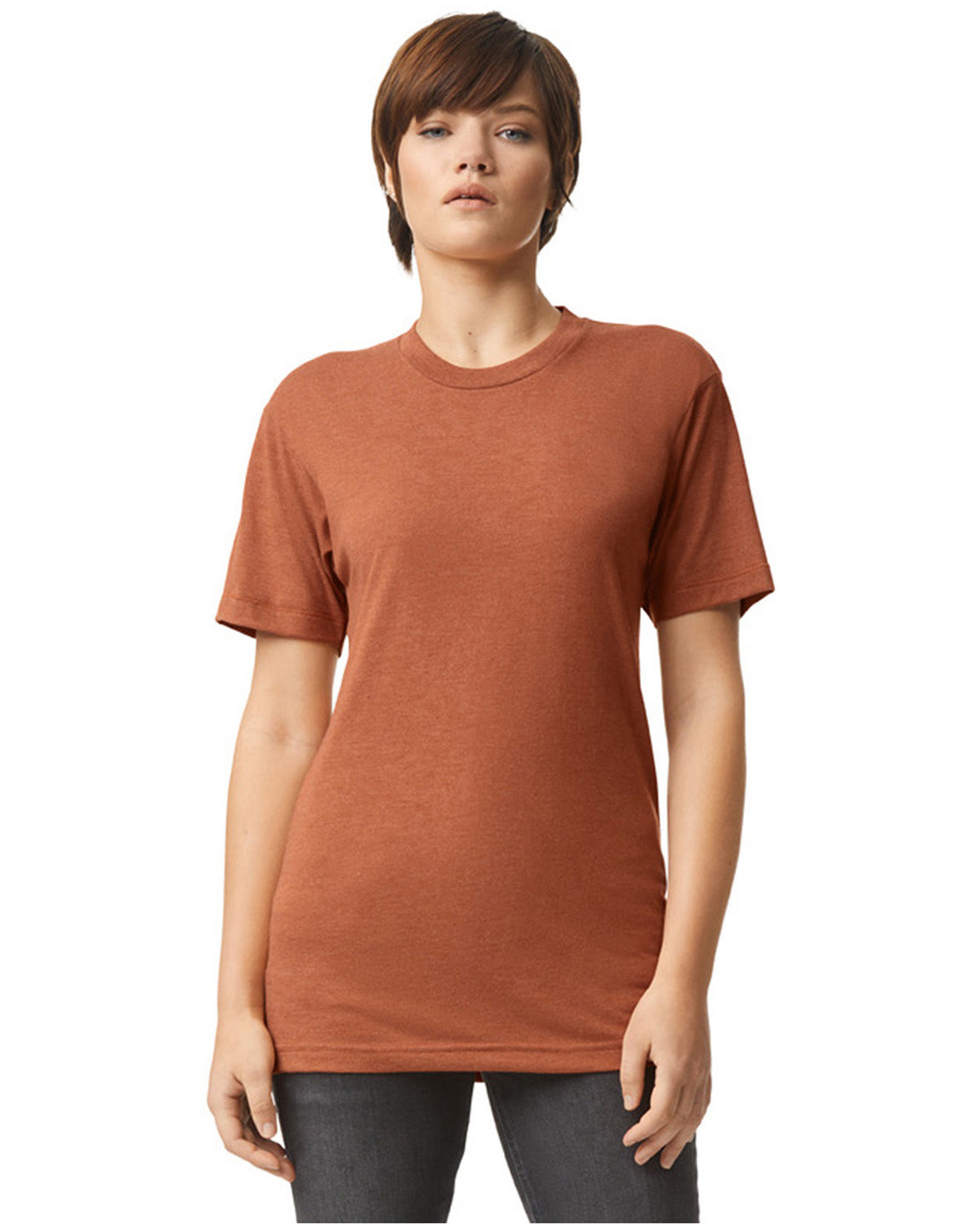 American Apparel Unisex Triblend Short-Sleeve Track T-Shirt tri rust 