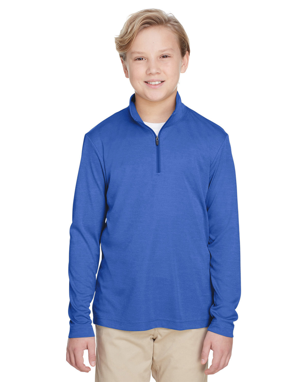 Team 365 Youth Zone Sonic Heather Performance Quarter-Zip SP ROYAL HEATHER 
