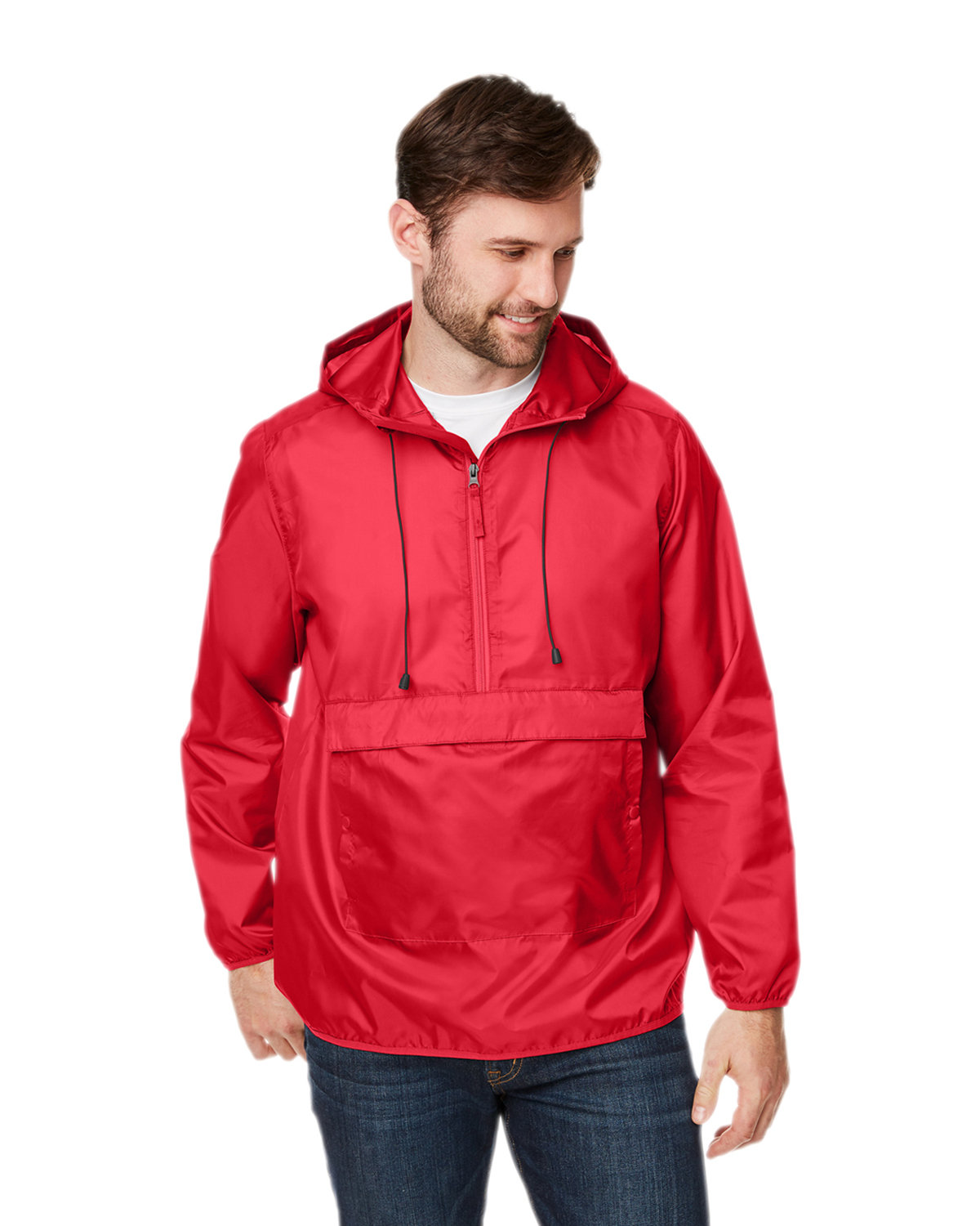 Team 365 Adult Zone Protect Packable Anorak Jacket SPORT RED 