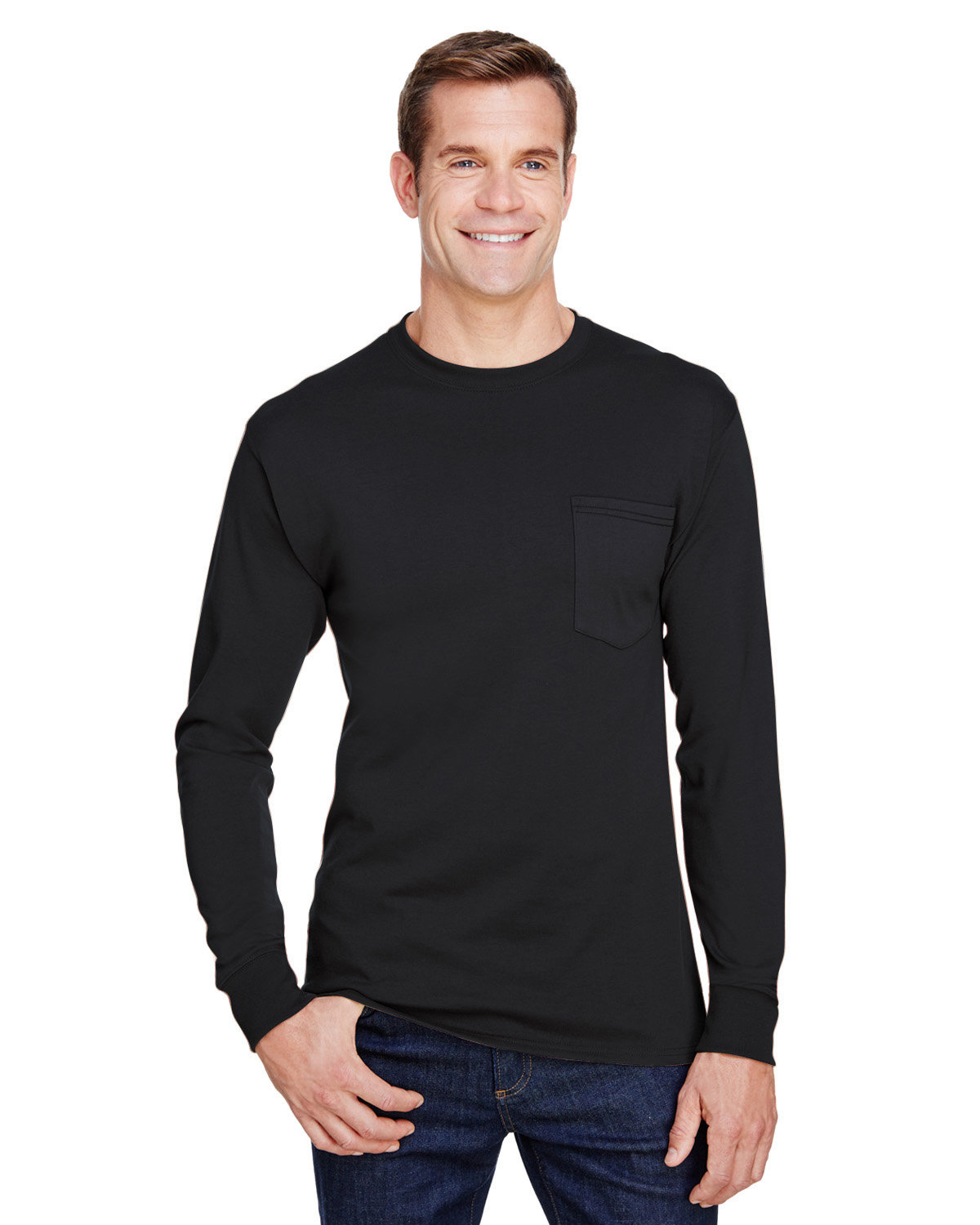 Hanes Adult Workwear Long-Sleeve Pocket T-Shirt | US Generic Non-Priced