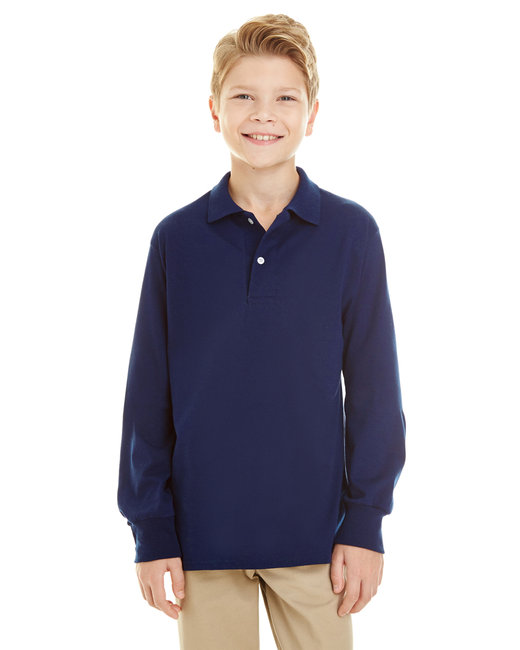 Jerzees Youth SpotShield™ Long-Sleeve Jersey Polo | alphabroder