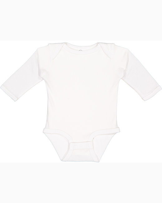 Rabbit Skins Infant 100% Ringspun Cotton Long Sleeves Baby Rib Bodysuit 4411