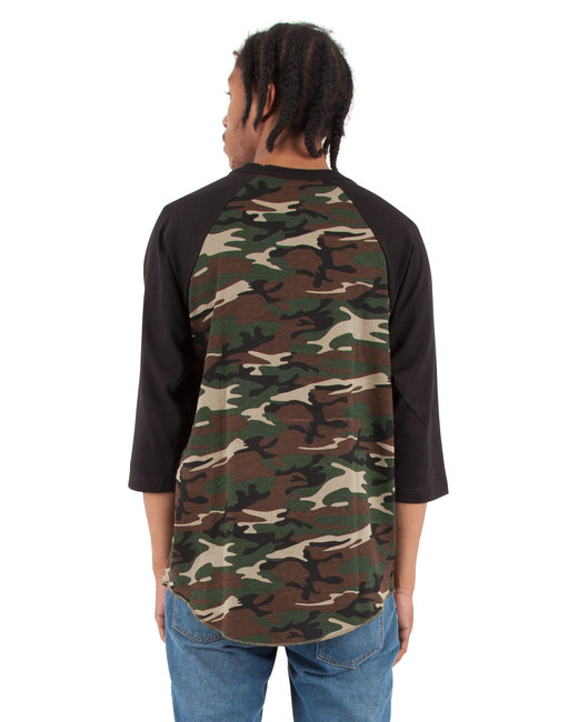 Shaka Wear Adult 8.9 oz., 3/4-Sleeve Camo Raglan T-Shirt | alphabroder