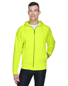 UltraClub Adult Rugged Wear Thermal-Lined Full-Zip Fleece Hooded Sweatshirt