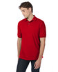 Hanes Adult 50/50 EcoSmart® Jersey Knit Polo deep red ModelQrt
