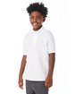 Hanes Youth 50/50 EcoSmart® Jersey Knit Polo white ModelQrt