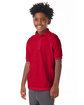 Hanes Youth 50/50 EcoSmart® Jersey Knit Polo deep red ModelQrt