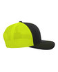 Pacific Headwear Trucker Snapback Hat BLACK/ NEON YLLW ModelSide