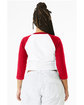 Bella + Canvas Ladies' Micro Ribbed Three-Quarter Raglan Baby T-Shirt white/ red ModelBack