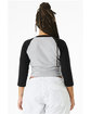 Bella + Canvas Ladies' Micro Ribbed Three-Quarter Raglan Baby T-Shirt ath hthr/ black ModelBack