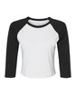 Bella + Canvas Ladies' Micro Ribbed Three-Quarter Raglan Baby T-Shirt white/ black OFFront