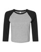 Bella + Canvas Ladies' Micro Ribbed Three-Quarter Raglan Baby T-Shirt ath hthr/ black OFFront