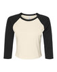 Bella + Canvas Ladies' Micro Ribbed Three-Quarter Raglan Baby T-Shirt natural/ black OFFront