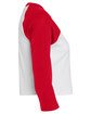 Bella + Canvas Ladies' Micro Ribbed Three-Quarter Raglan Baby T-Shirt white/ red OFSide