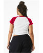 Bella + Canvas Ladies' Micro Ribbed Raglan Baby T-Shirt white/ red ModelBack