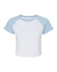 Bella + Canvas Ladies' Micro Ribbed Raglan Baby T-Shirt white/ baby blue OFFront